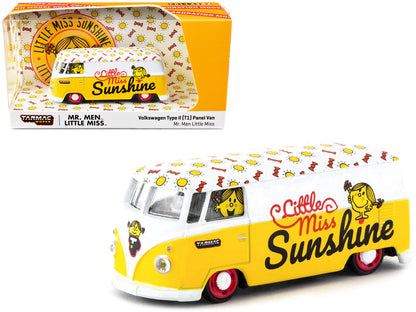 Volkswagen Type II (T1) Panel Van "Little Miss Sunshine" Yellow and White "Mr. Men & Little Miss" "Collab64" Series 1/64 Diecast Model Car by Schuco & Tarmac Works  free shipping USA