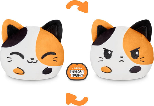 TeeTurtle Reversible Plushie: Kawaii Cuties - Cuddly Calico Cat - 4"