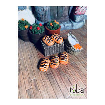 Toba Miniatures 1104 1/12 Scale Pan Au Chocolat Bread Loaves (5)