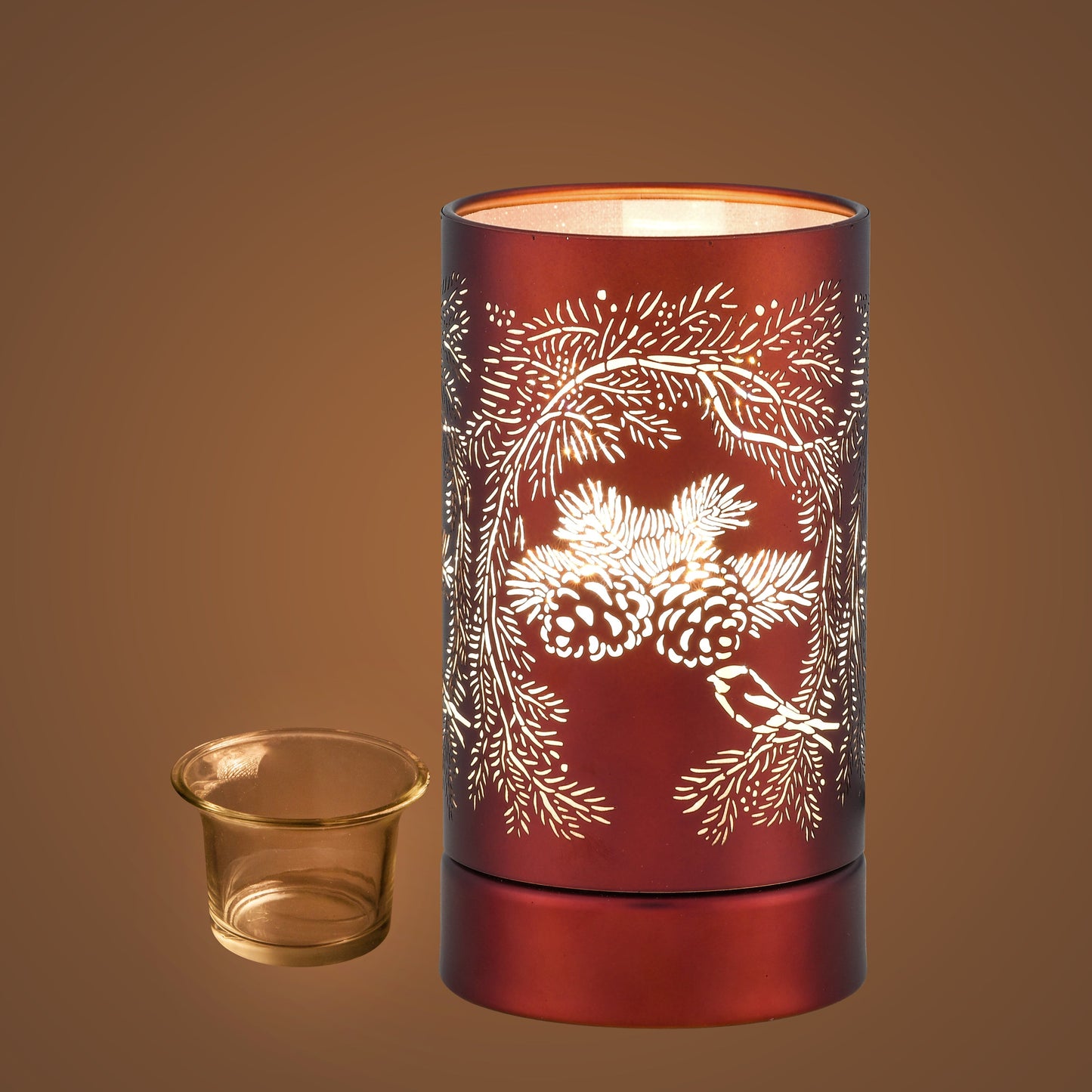 7" Touch lamp/Oil burner/Wax warmer-Copper Pinecone by Peterson Housewares & Artwares