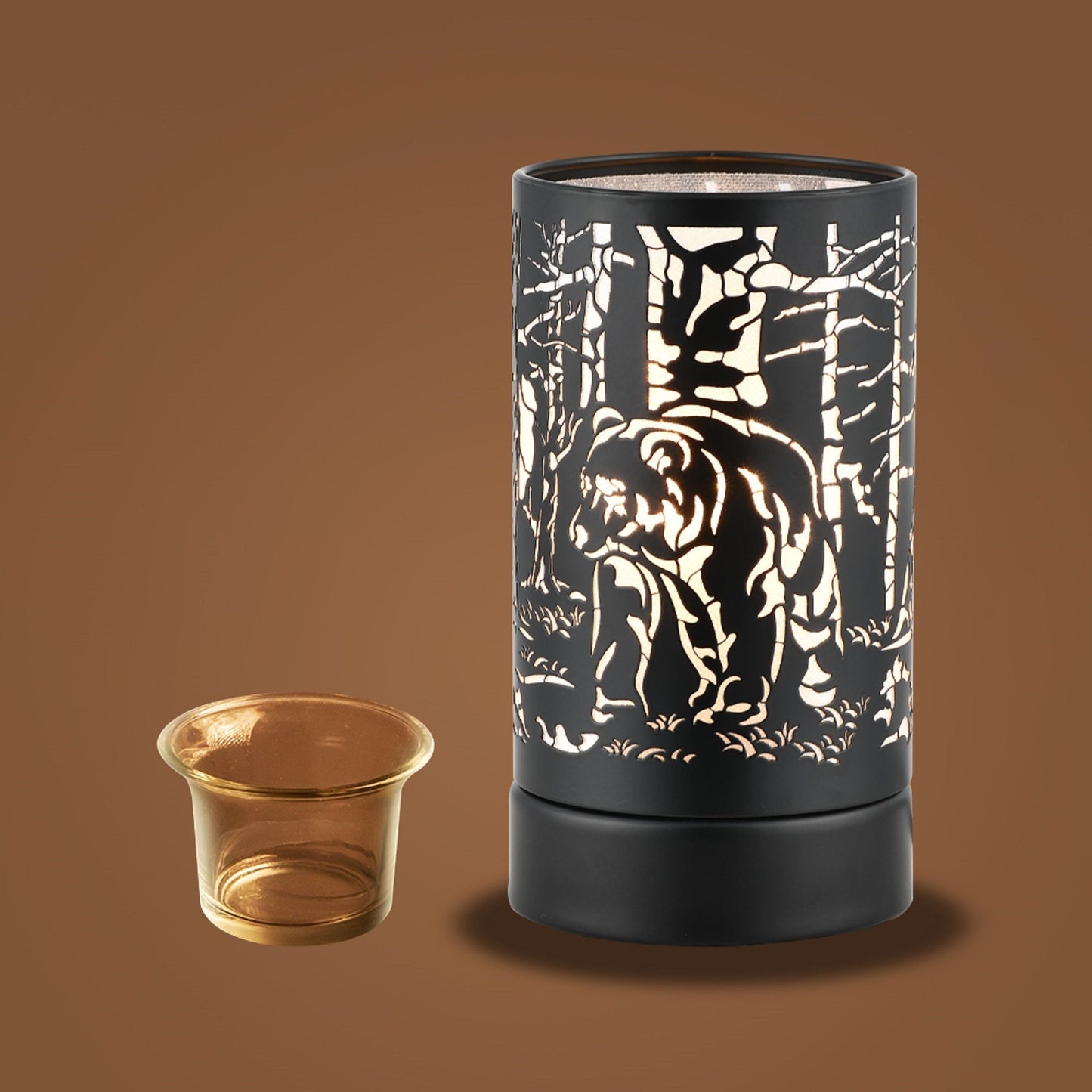 7" Touch lamp/Oil burner/Wax warmer-Black Bear Family by Peterson Housewares & Artwares