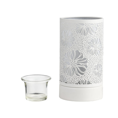 7" Touch lamp/Oil burner/Wax warmer-White Flower by Peterson Housewares & Artwares