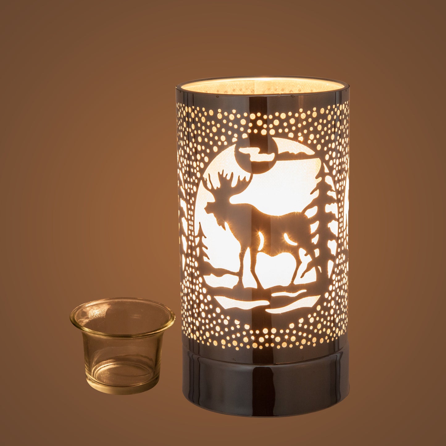 7" touch lamp-Fragrance Wax Melts Warmer -Electric Candle Essential Oil Burner-Metal Table Decor -Silver Moose by Peterson Housewares & Artwares