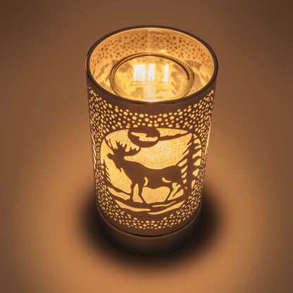 7" touch lamp-Fragrance Wax Melts Warmer -Electric Candle Essential Oil Burner-Metal Table Decor -Silver Moose by Peterson Housewares & Artwares