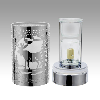 7" touch lamp-Fragrance Wax Melts Warmer -Electric Candle Essential Oil Burner-Metal Table Decor -Silver Moose by Peterson Housewares & Artwares