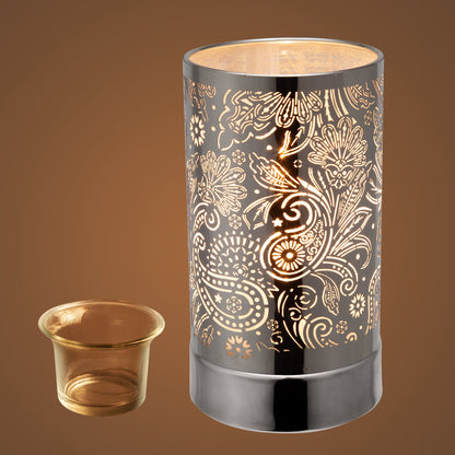 7" Touch lamp/Oil burner/Wax warmer-Silver Secret Garden by Peterson Housewares & Artwares
