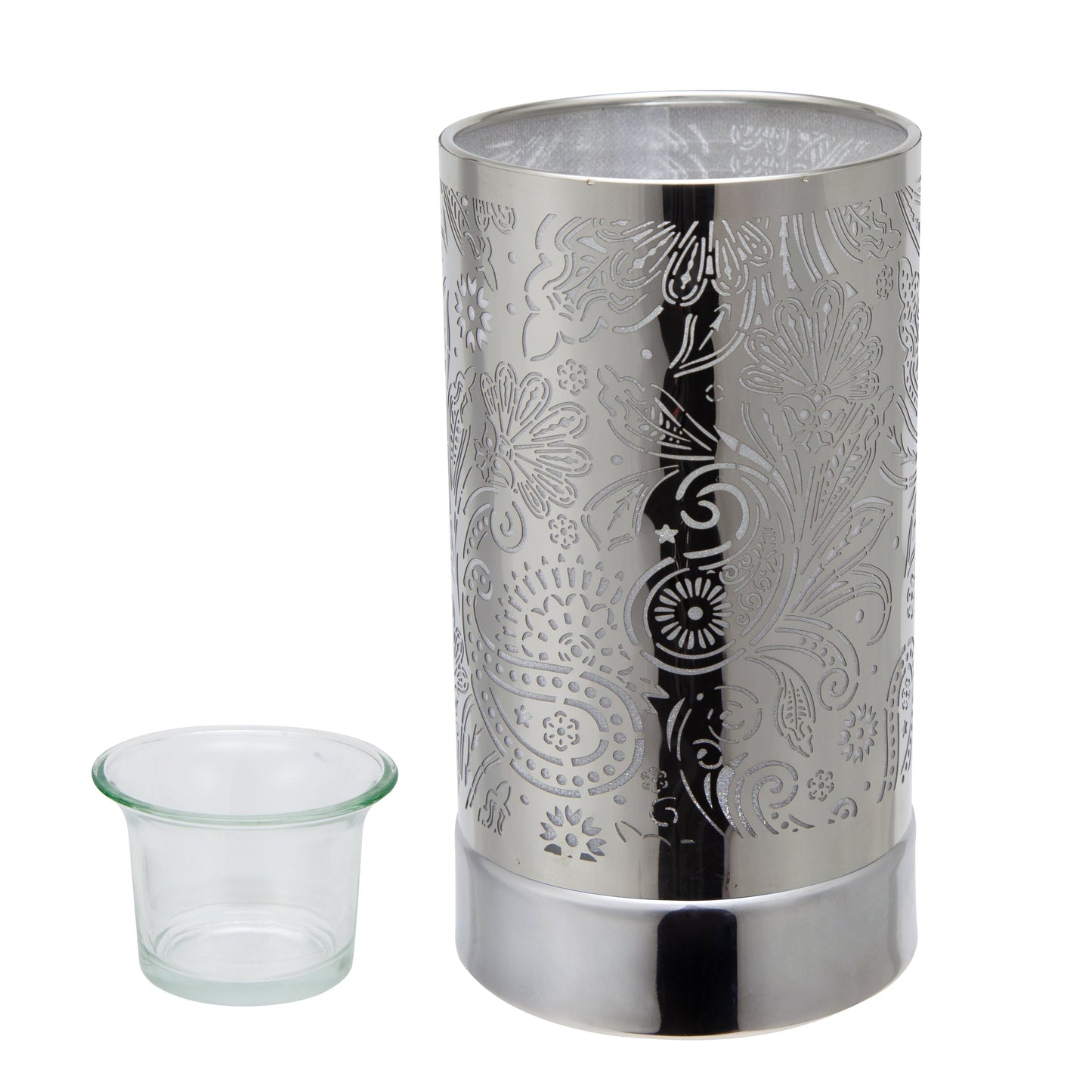 7" Touch lamp/Oil burner/Wax warmer-Silver Secret Garden by Peterson Housewares & Artwares