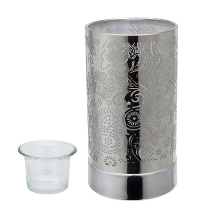 7" Touch lamp/Oil burner/Wax warmer-Silver Secret Garden by Peterson Housewares & Artwares
