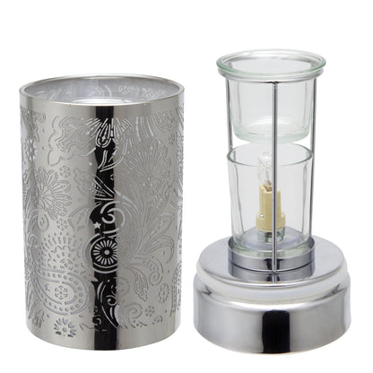 7" Touch lamp/Oil burner/Wax warmer-Silver Secret Garden by Peterson Housewares & Artwares