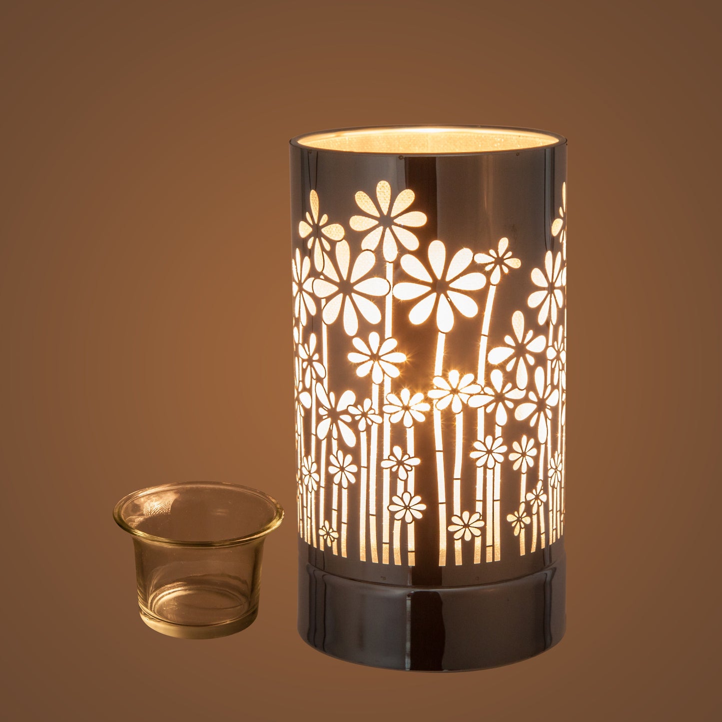 7" touch lamp-Fragrance Wax Melts Warmer -Electric Candle Essential Oil Burner-Metal Silver GardenTable Decor by Peterson Housewares & Artwares