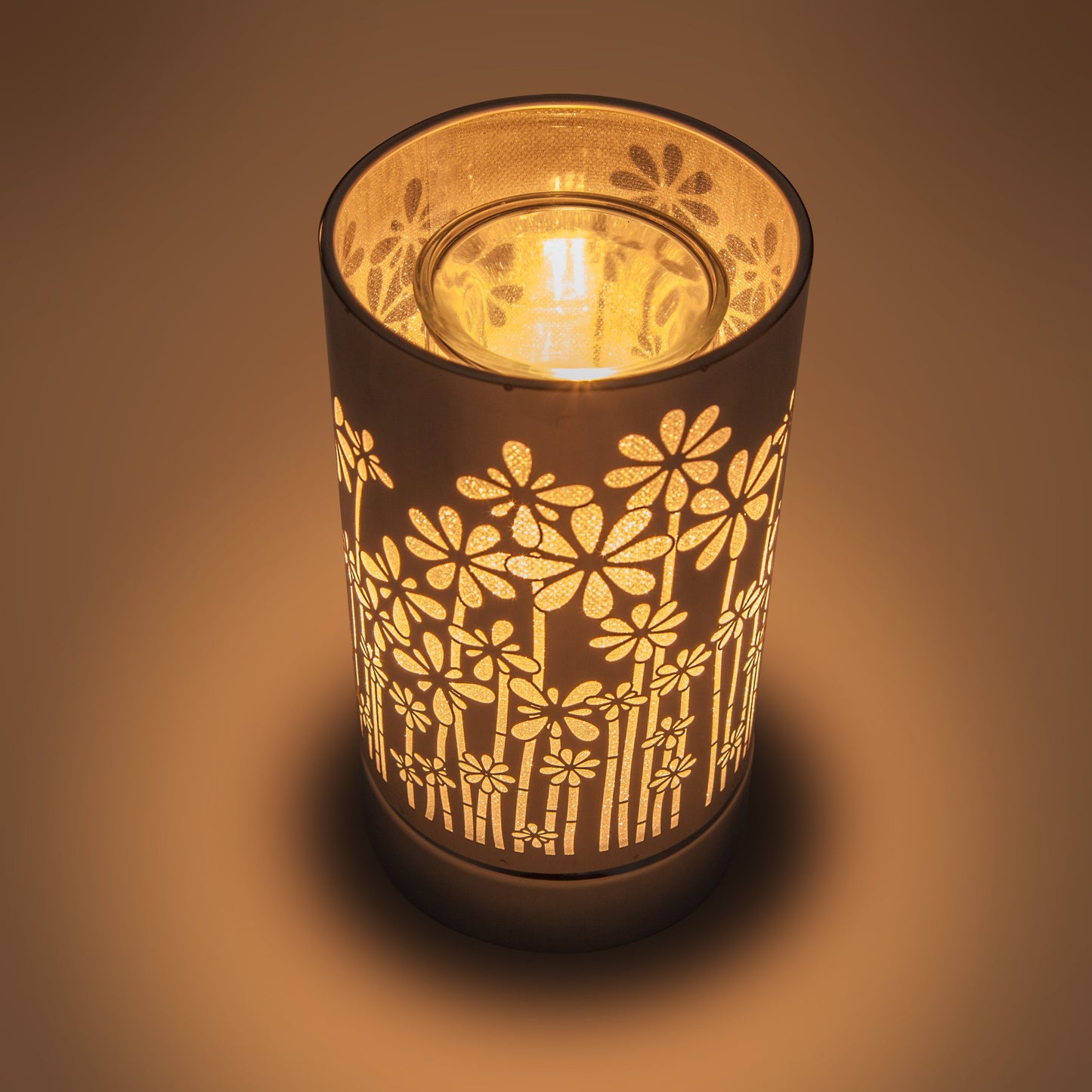 7" touch lamp-Fragrance Wax Melts Warmer -Electric Candle Essential Oil Burner-Metal Silver GardenTable Decor by Peterson Housewares & Artwares