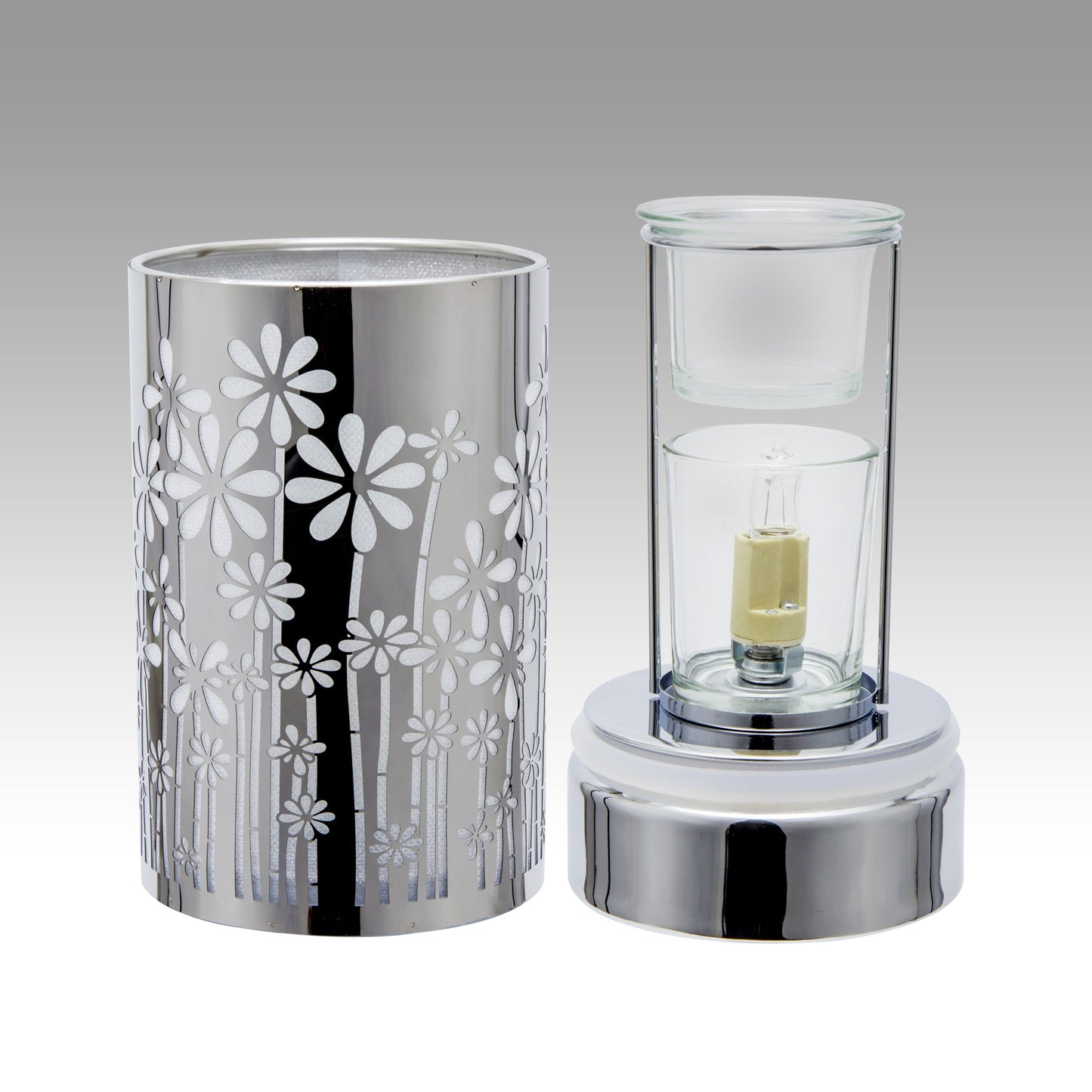7" touch lamp-Fragrance Wax Melts Warmer -Electric Candle Essential Oil Burner-Metal Silver GardenTable Decor by Peterson Housewares & Artwares