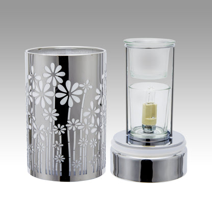 7" touch lamp-Fragrance Wax Melts Warmer -Electric Candle Essential Oil Burner-Metal Silver GardenTable Decor by Peterson Housewares & Artwares
