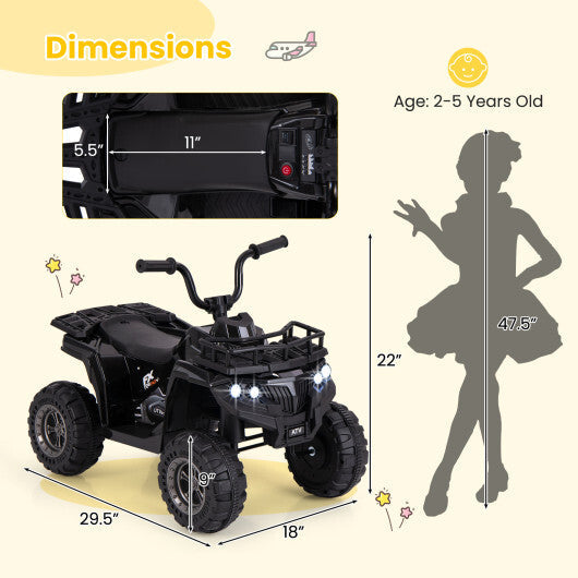 6V Kids Ride On Electric ATV with LED Headlights and MP3 Player-Blue