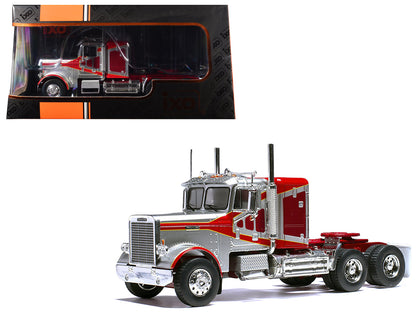 1977 Freightliner FLC 120 64 T Truck Tractor Red and Silver Metallic 1/43 Diecast Model by IXO Models  free shipping USA