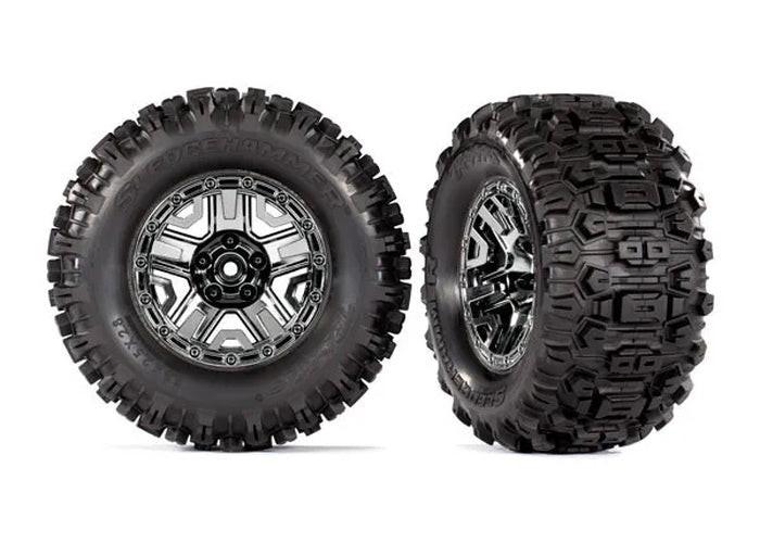 Traxxas TRA9072 Sledgehammer Tires on 2.8" Black Chrome Wheels for Hoss 4x4 VXL