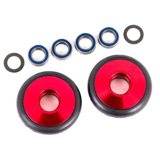 Traxxas TRA9461R Aluminum Wheelie Bar Wheels Red (2) : Bandit/Rustler/Stampede