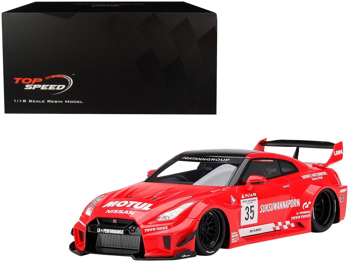 Nissan 35GT-RR Ver. 1 LB-Silhouette WORKS GT RHD (Right Hand Drive) #35 Infinite Motorsport 1/18 Model Car by Top Speed  free shipping USA