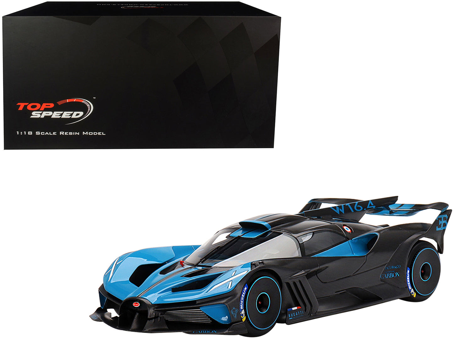 Bugatti Bolide Presentation Version Blue and Black 1/18 Model Car by Top Speed  free shipping USA