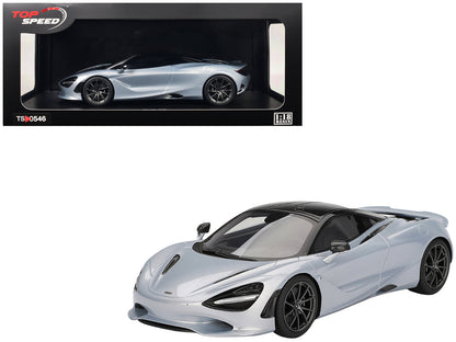 McLaren 750S Ice Silver Metallic with Black Top 1/18 Model Car by Top Speed  free shipping USA