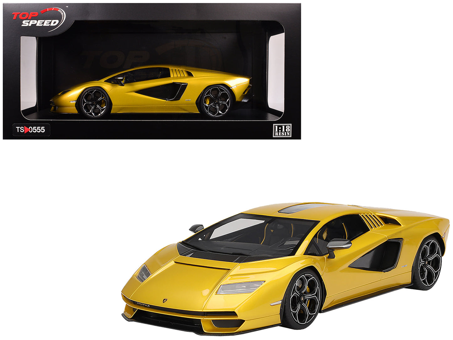 Lamborghini Countach LPI 800-4 New Giallo Orion Gold Metallic 1/18 Model Car by Top Speed  free shipping USA