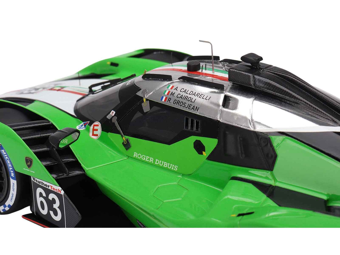 Lamborghini SC63 #63 Matteo Cairoli - Andrea Caldarelli - Romain Grosjean "Iron Lynx" IMSA "12 Hours of Sebring" (2024) 1/18 Model Car by Top Speed