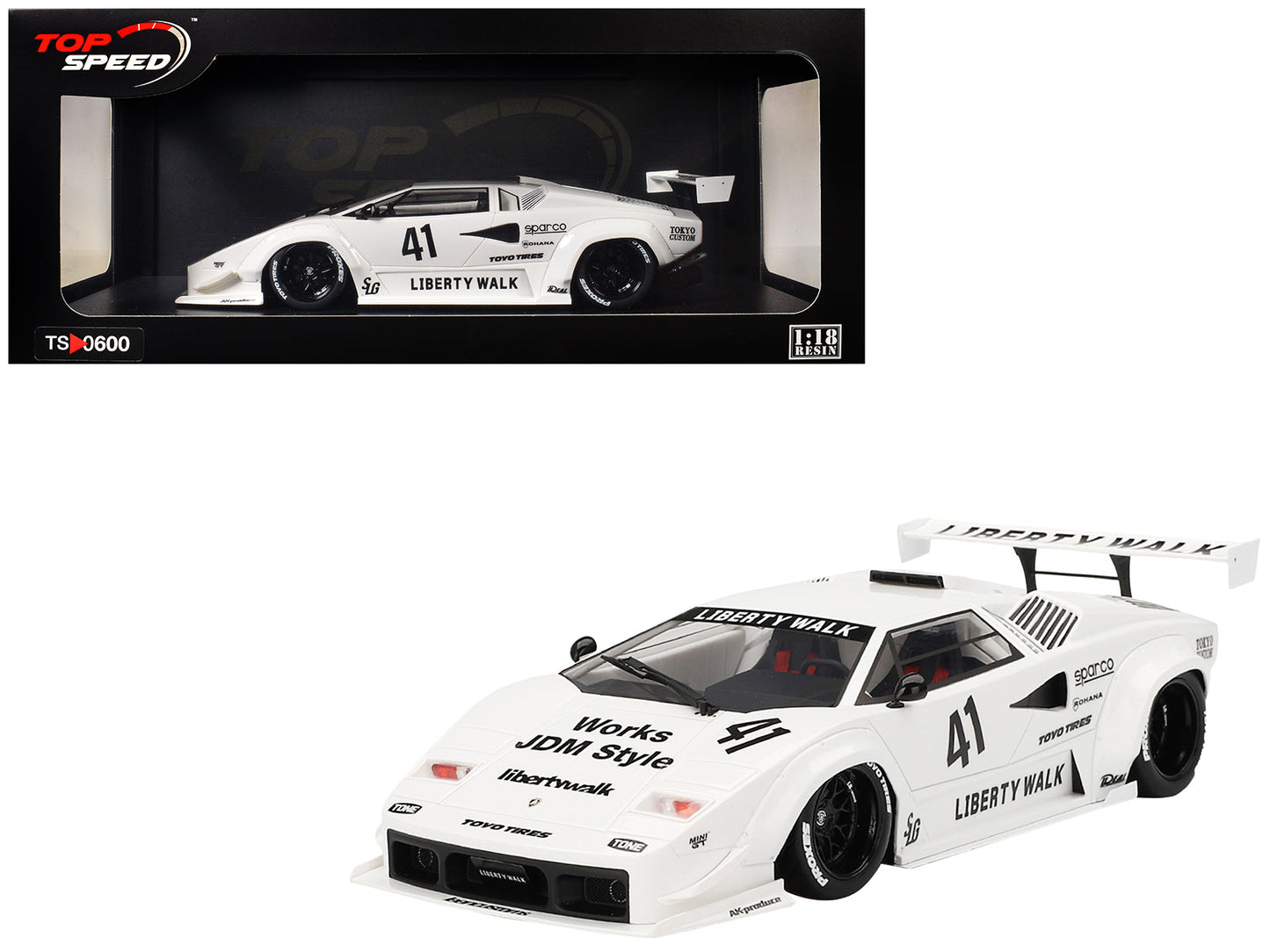 Lamborghini Countach LB-WORKS #41 White "2024 Tokyo Auto Salon" 1/18 Model Car by Top Speed  free shipping USA