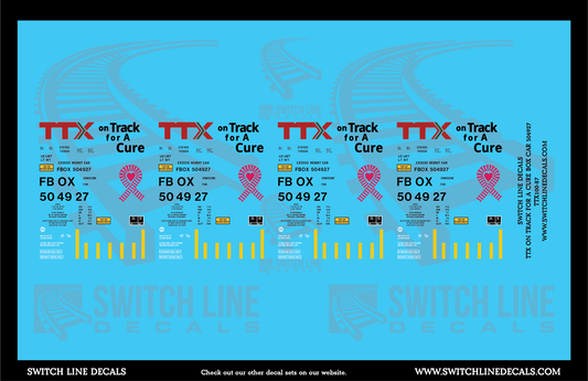 HO Scale TTX On Track For A Cure Box Car 504927 Decal Set
