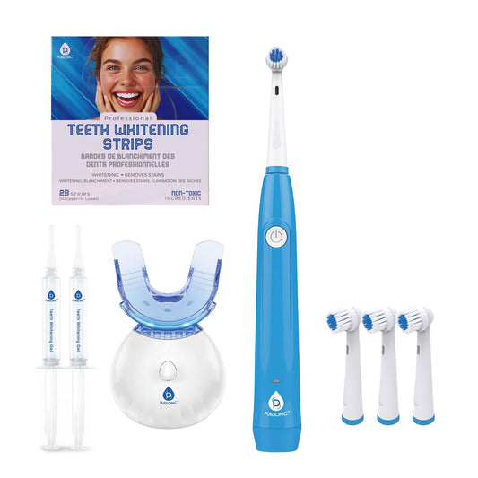 Pursonic Ultimate Teeth Whitening & Oral Care Bundle – LED Whitening Kit, Whitening Strips, & USB Electric Toothbrush by Pursonic