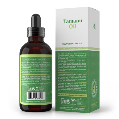 100% Tamanu Oil Cold Pressed Unrefined - Tamanu Oil for Skin - Natural Cold Pressed Oil Makes Skin Smooth, Plump and Soft for Lighter and Gentler Touch (2 FL. Oz) by Morgan Cosmetics