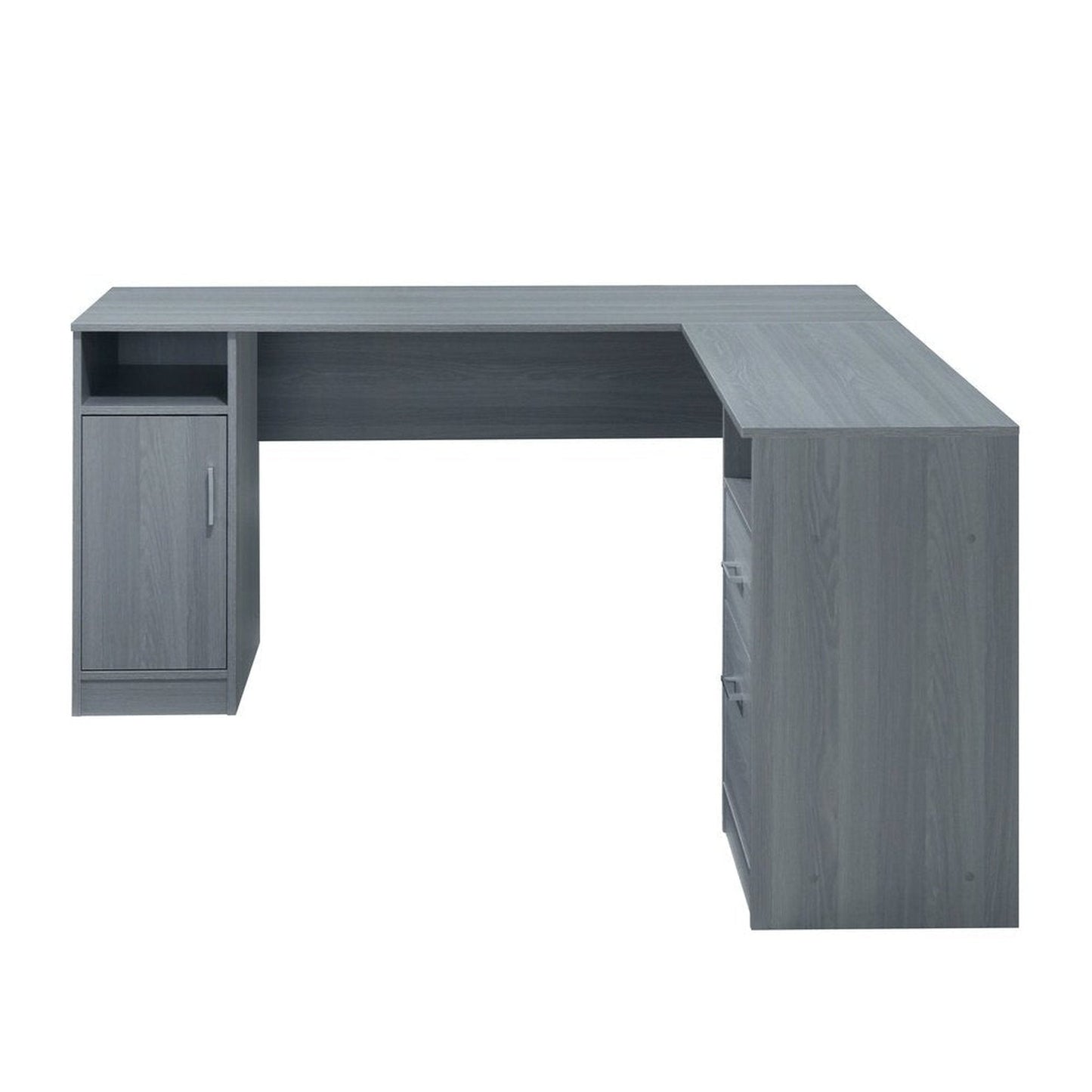 Techni Mobili Functional L-Shape Desk with Storage, Grey by Level Up Desks