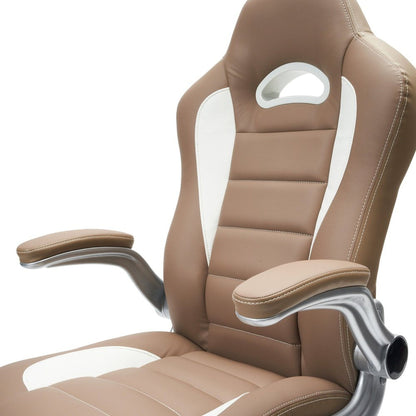 Techni Mobili High Back Executive Sport Race Office Chair with Flip-Up Arms, Camel by Level Up Desks