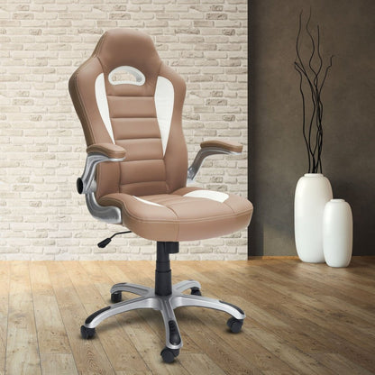 Techni Mobili High Back Executive Sport Race Office Chair with Flip-Up Arms, Camel by Level Up Desks