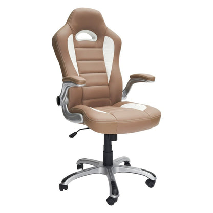 Techni Mobili High Back Executive Sport Race Office Chair with Flip-Up Arms, Camel by Level Up Desks