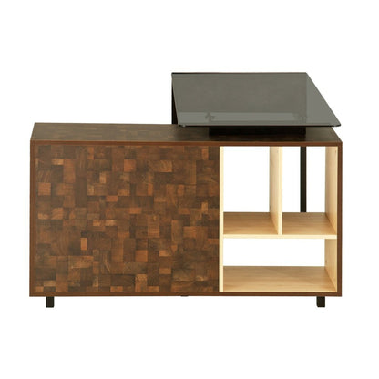 Techni Mobili L-Shape Corner Desk with Multiple Storage, Oak by Level Up Desks