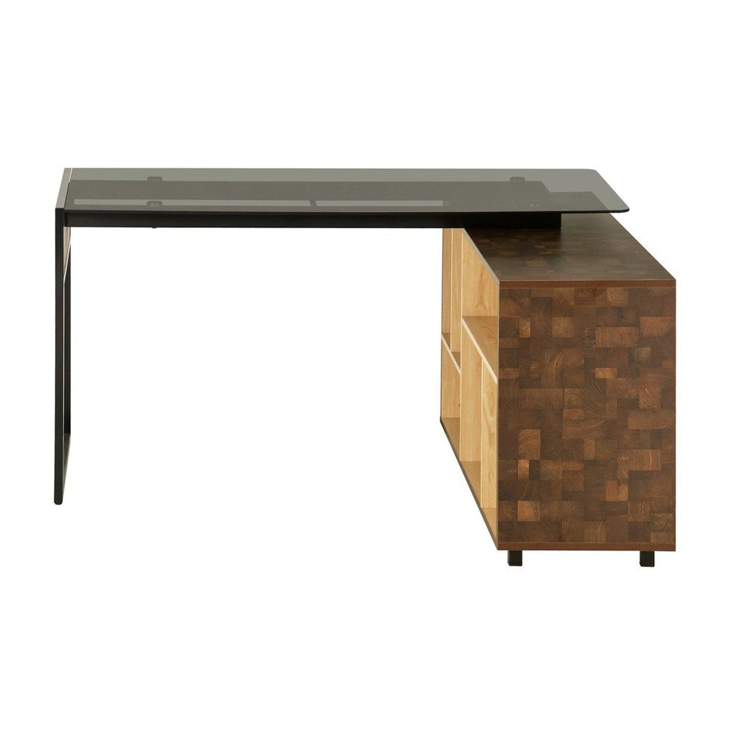 Techni Mobili L-Shape Corner Desk with Multiple Storage, Oak by Level Up Desks