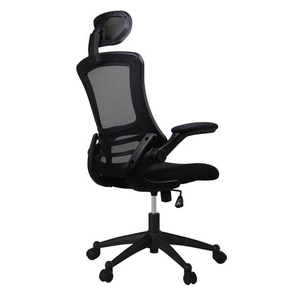 Techni Mobili Modern High-Back Mesh Executive Office Chair with Headrest and Flip-Up Arms, Black by Level Up Desks