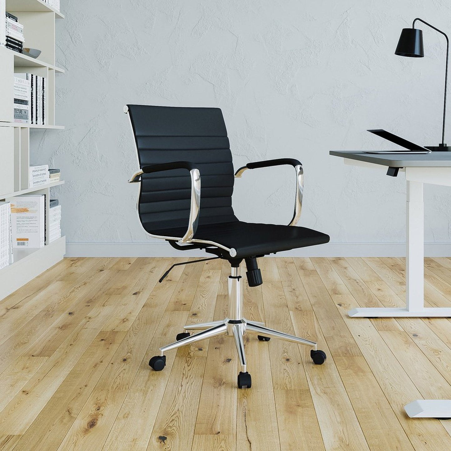 Techni Mobili Modern Medium Back Executive Office Chair, Black by Level Up Desks