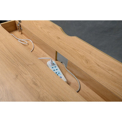 Techni Mobili Modern Multi Storage Computer Desk with Storage, Pine by Level Up Desks