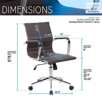 Techni Mobili Modern Visitor Office Chair, Chocolate by Level Up Desks