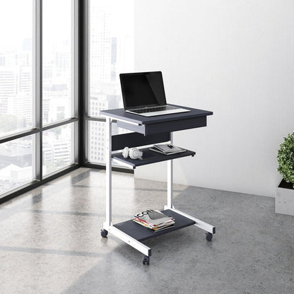 Techni Mobili Rolling Laptop Cart with Storage, Graphite by Level Up Desks