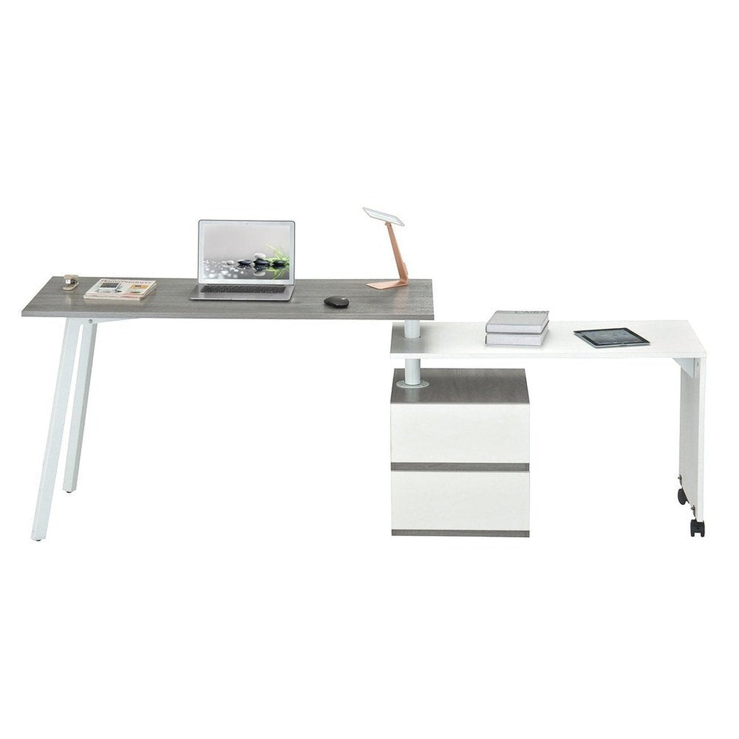 Techni Mobili Rotating Multi-Positional Modern Desk, Grey by Level Up Desks