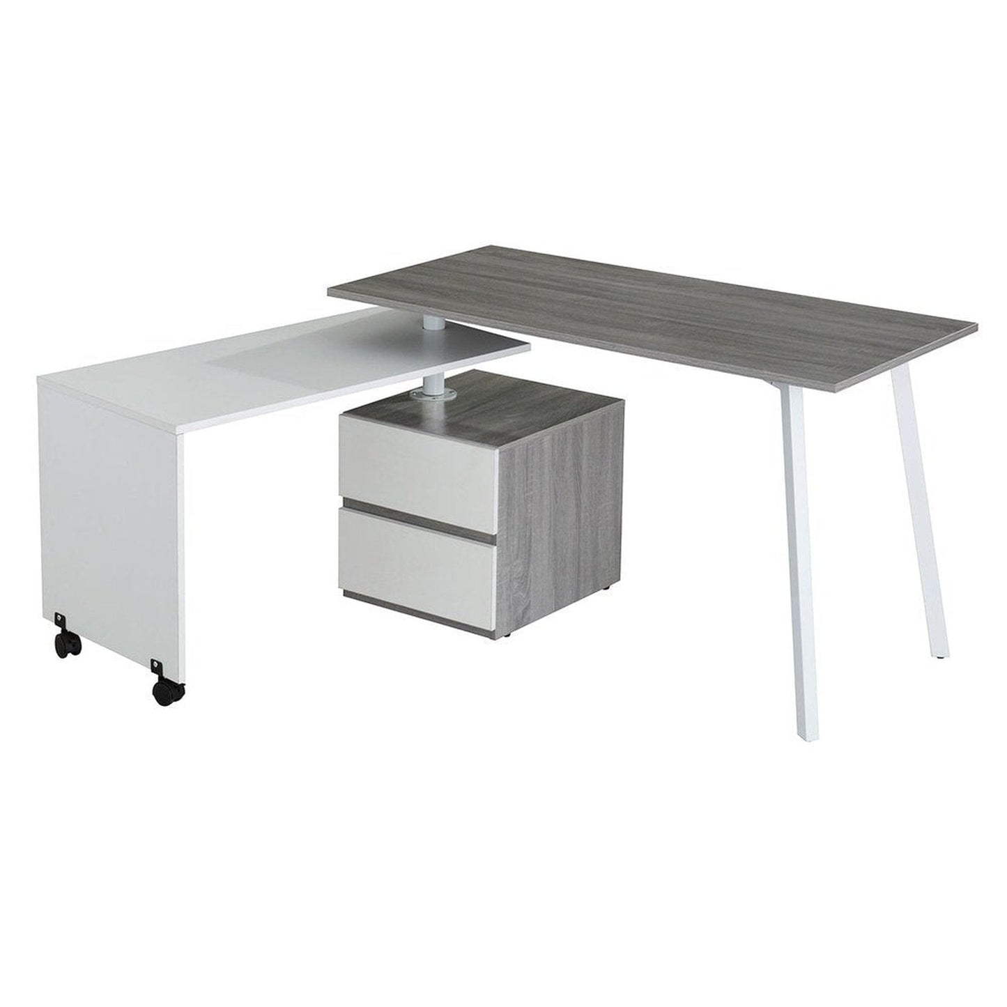 Techni Mobili Rotating Multi-Positional Modern Desk, Grey by Level Up Desks