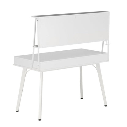 Techni Mobili Study Computer Desk with Storage & Magnetic Dry Erase White Board, White by Level Up Desks