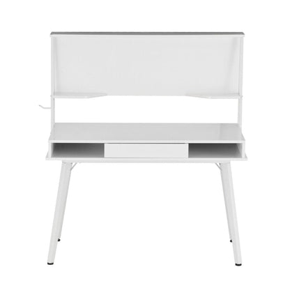 Techni Mobili Study Computer Desk with Storage & Magnetic Dry Erase White Board, White by Level Up Desks