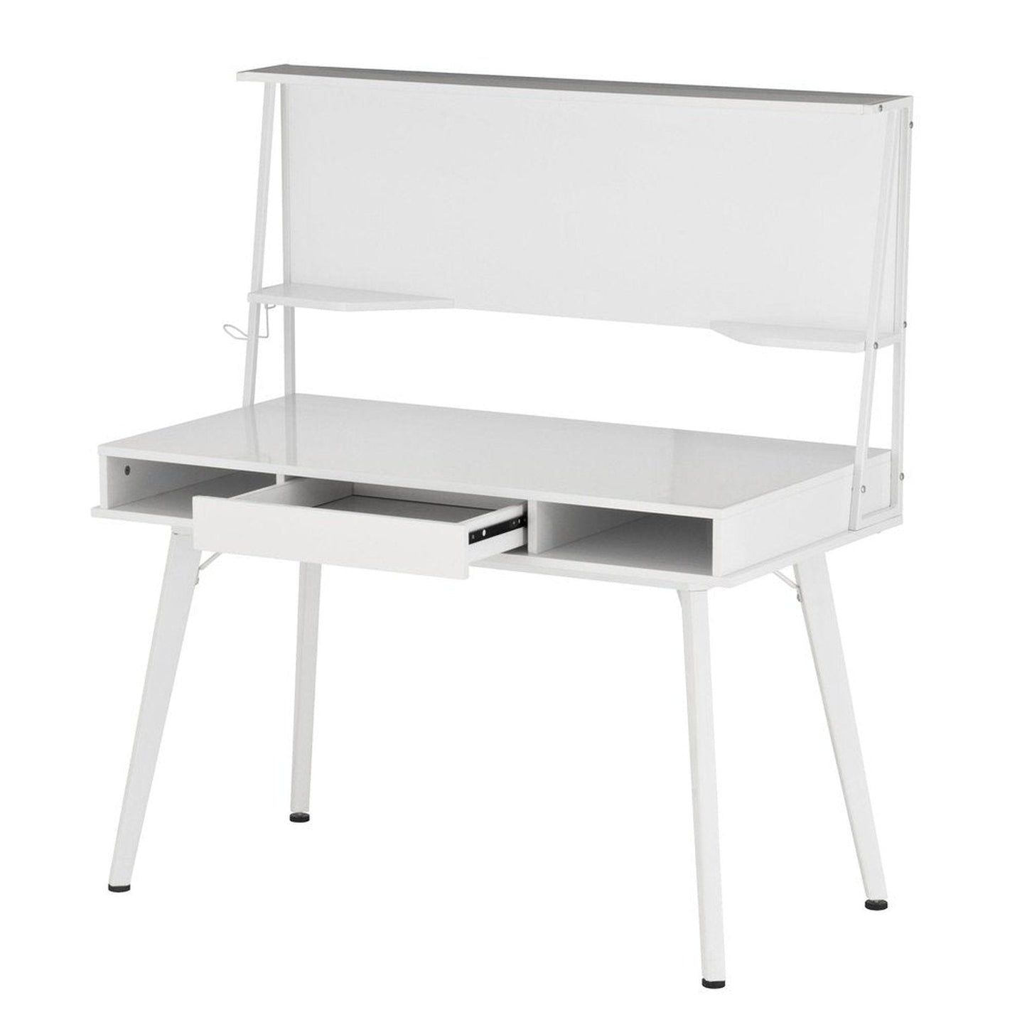 Techni Mobili Study Computer Desk with Storage & Magnetic Dry Erase White Board, White by Level Up Desks