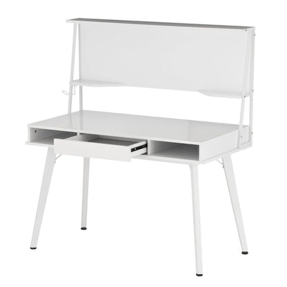 Techni Mobili Study Computer Desk with Storage & Magnetic Dry Erase White Board, White by Level Up Desks