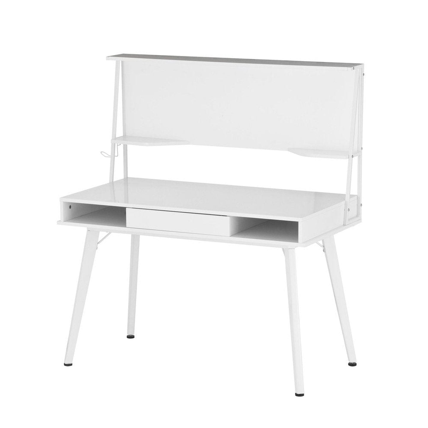 Techni Mobili Study Computer Desk with Storage & Magnetic Dry Erase White Board, White by Level Up Desks