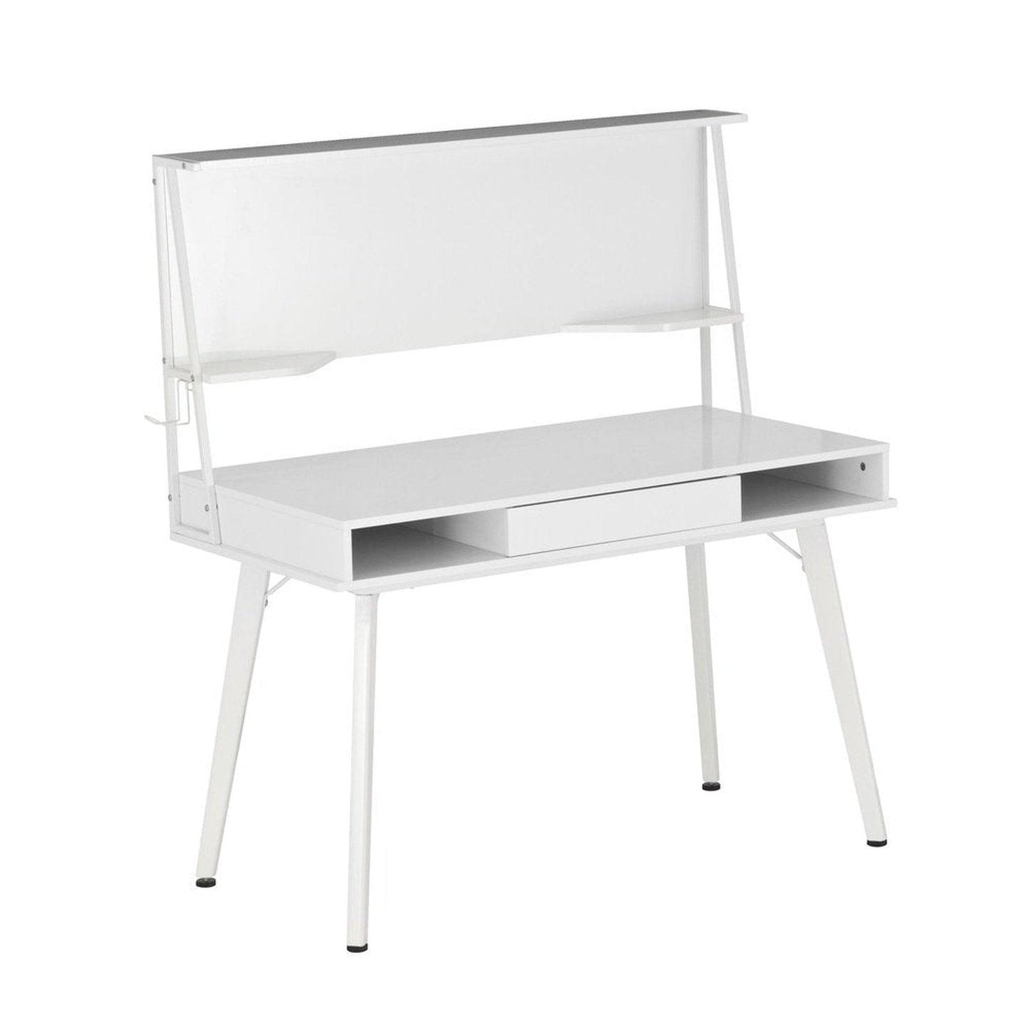 Techni Mobili Study Computer Desk with Storage & Magnetic Dry Erase White Board, White by Level Up Desks