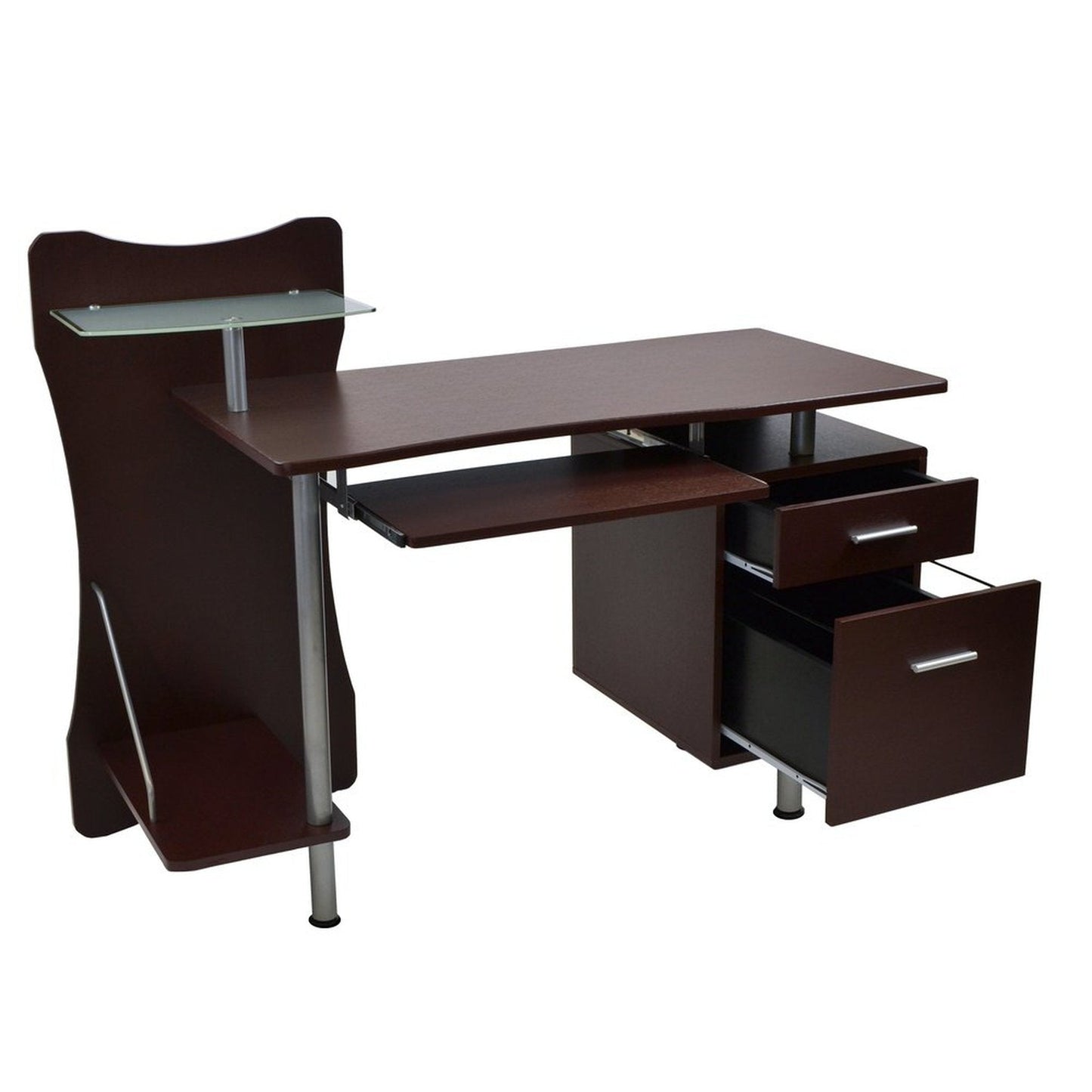 Techni Mobili Stylish Computer Desk with Storage, Chocolate by Level Up Desks